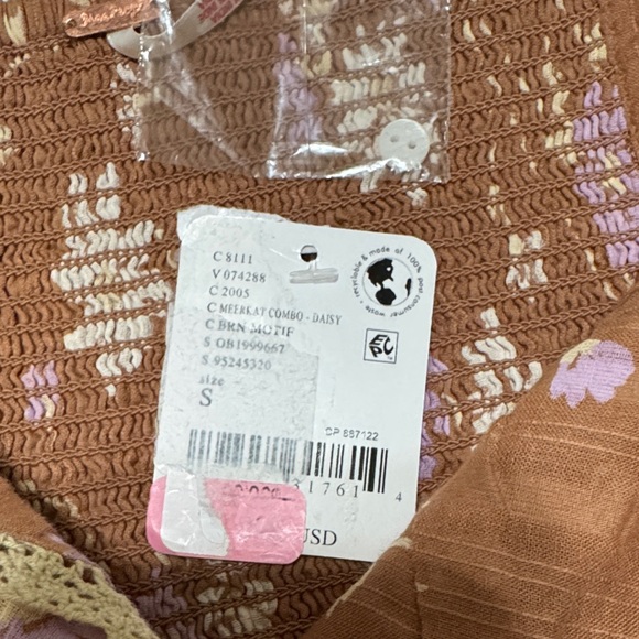 Free People Brown Floral Cap Sleeve Blouse - Picture 6 of 6